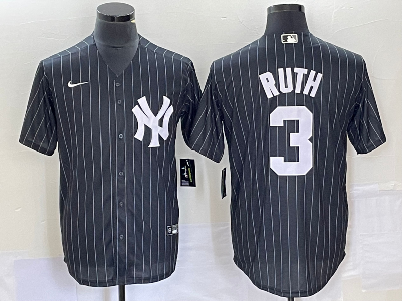 Men's New York Yankees #3 Babe Ruth Black Cool Base Stitched Baseball Jersey